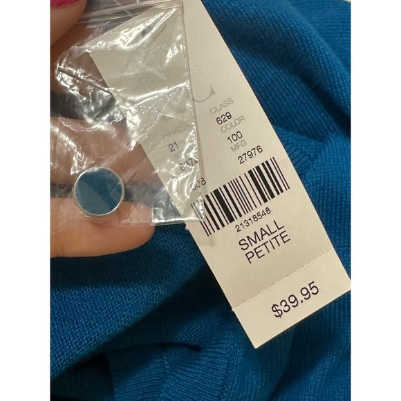 New York & Company blue 3/4 sleeves buttoned cardigan sweater size SP - Picture 5 of 12